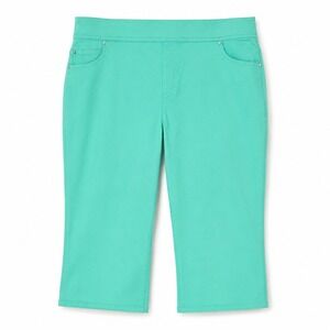 Kim Rogers Capri Pants Women's‎ 14 Teal Green Pull On Stretch Pockets Casual...